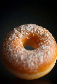 donut with powdered sugar on top of it
