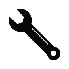 Bold Black Wrench Silhouette Vector Icon