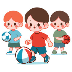 Children Playing with Balls Vector Illustration for Fun Activities