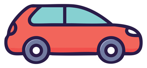 Red Hatchback Car Vector Illustration for Transportation and Travel