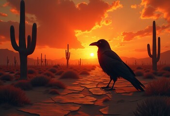 surreal crow Noir illustration