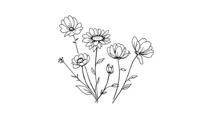 flower line art elegant simple drawing for wall decoration