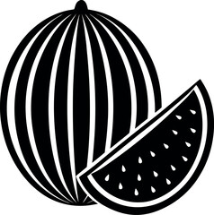 Watermelon Silhouette Vector – Simple Black Fruit Design Illustration