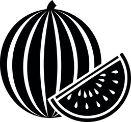 Watermelon Silhouette Vector – Simple Black Fruit Design Illustration