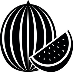 Watermelon Silhouette Vector – Simple Black Fruit Design Illustration