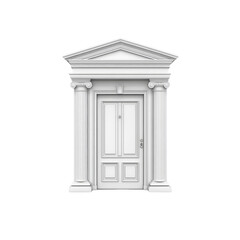 Classic White Doorway with Ionic Columns and Pediment - Architectural Entrance