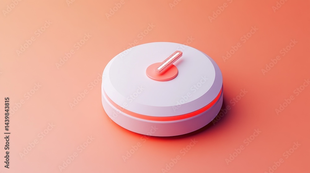Poster modern, minimalist, round device with a subtle, light pink accent. a simple, circular object, possib