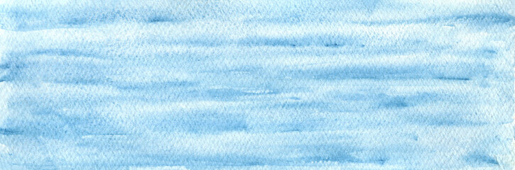 Light striped turquoise blue watercolor textured water background. Tranquil sea or sky wavy watercolour backdrop for marine design, abstract aqua splash or cloud concept, nature background
