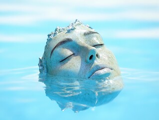 Face in water, eyes closed