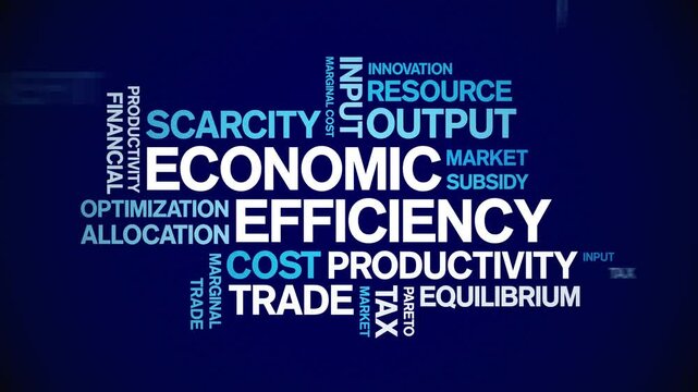 Economic Efficiency animated word cloud;text design animation tag kinetic typography seamless loop.