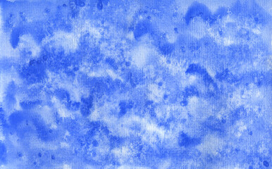 Vibrant ultramarine blue watercolor wave textured background. Creative colorful watercolour painting backdrop for water design, abstract splash or cloud concept, nature paint background