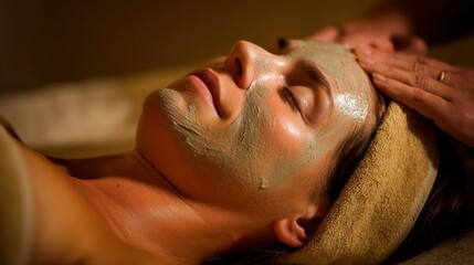 Naklejka premium Facial mask application on relaxed woman