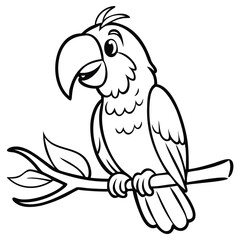 Obraz premium Black and white parrot is resting on a branch, looking calm and sweet
