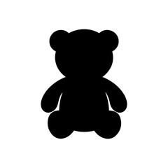 Teddy bear silhouette icon vector flat design.