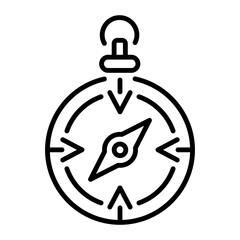 A linear icon depicting a compact travel compass