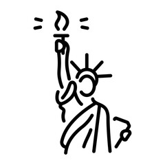 An outline style icon of the famous liberty statue © Prosymbols