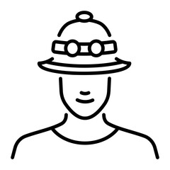 A line icon depicting a safari guide