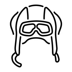 A line icon depicting protective pilot goggles