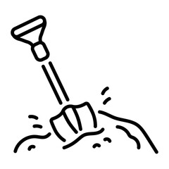 A linear icon depicting a digging shovel