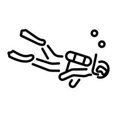 An outline style icon of a scuba diving adventure