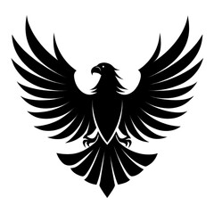 Obraz premium Majestic Eagle Silhouette: Abstract Bird Design, Vector Art, Graphic Element on Transparent background