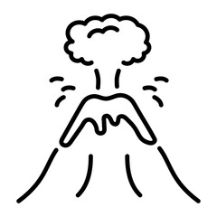 An outline style icon of a volcanic eruption