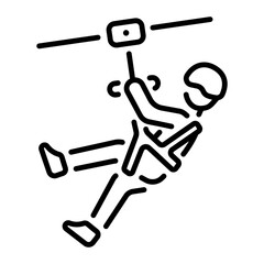 A line icon showing a thrilling rope slide