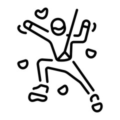 Linear icon depicting indoor climbing on a wall