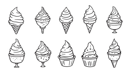 Ice cream line art modern and sleek ice cream cone illustration
