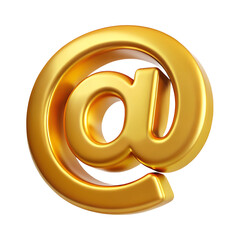 Obraz premium At sign, commercial at, Golden @ Isolated On White Transparent Background PNG File Cut Out Social Media Advertisement Banner Label poster Download.