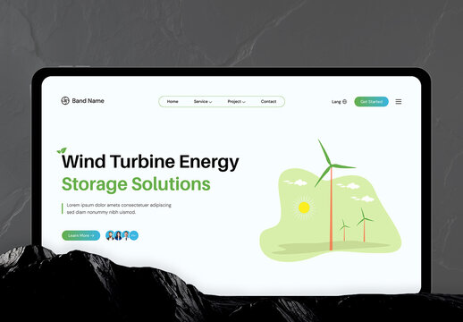 Solar Energy Hero Header UI With Illustration