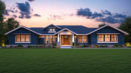 Ranch house sunset landscape design