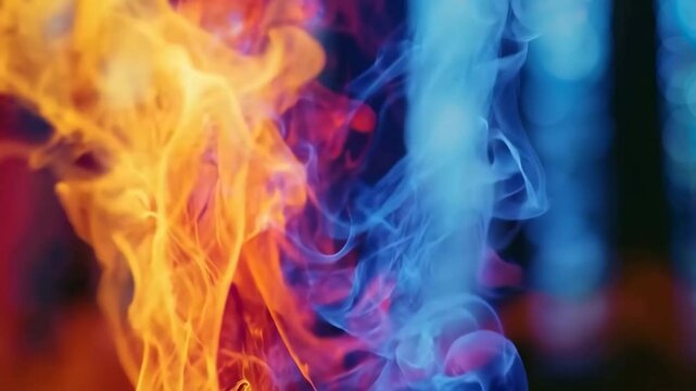 Slow-Moving Mystical Dual Tone Flame with Soft Illuminated Pentacostal Church Background