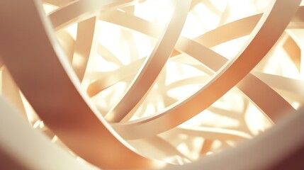 Abstract interwoven light beige ribbons