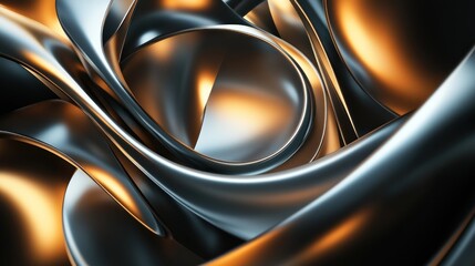 Obraz premium Abstract swirling metal forms in dark and golden tones