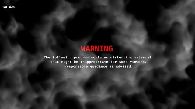 Uncensored warning screen with black and grey smoke billows. Suitable for intense and dramatic video or graphic design projects.