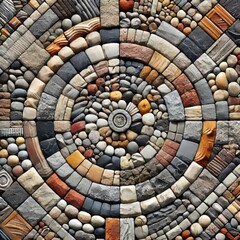 Fototapeta premium Mixed borders with cobblestone center