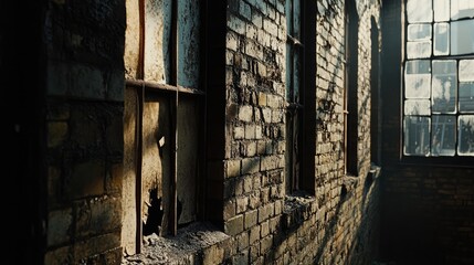 Crumbling brickwork from long-standing moisture damage