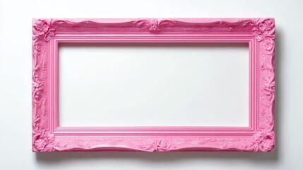 Empty pink frame on white background