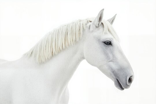 A white horse with a white mane and a white face