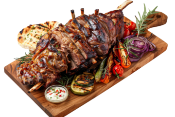 How to Spit-Roast a Whole Lamb: Marination and Cooking Tips Isolated On White Background