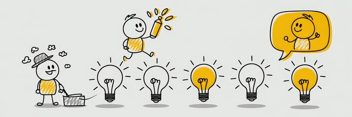 Obraz premium Simple illustration of creative process stages