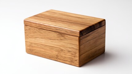 Small modern wooden storage box isolated on white background