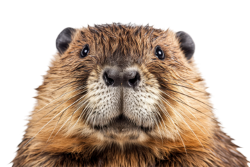 Adorable beaver face png image isolated on white background perfect for educational and cartoon graphic projects