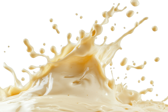 Splash of rich creamy mayonnaise isolated on white background offers smooth texture and artistic food appeal