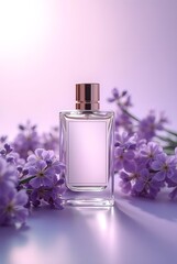 Elegant Perfume Bottle with Lavender Flowers &ndash; Luxury Beauty Product Concept