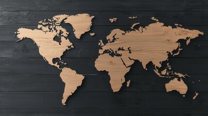 Wooden World Map on Black Wood Background world map wood map wooden black wood wood grain texture
