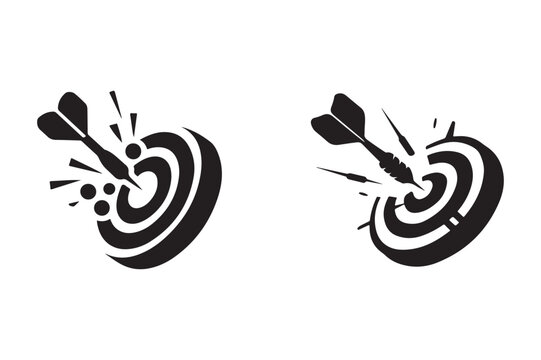 Set of two dart targets with arrow and dart on white background. Vector illustration