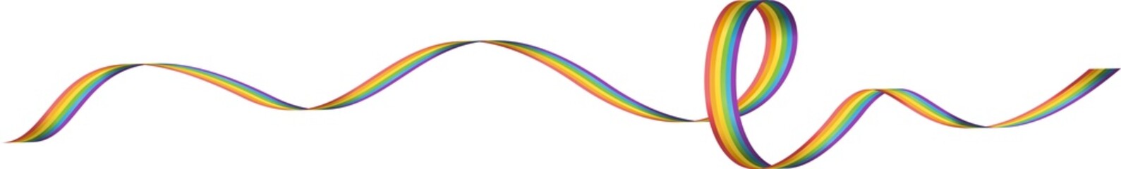 Wavy colorful rainbow ribbon pride month decoration element, PNG file no background