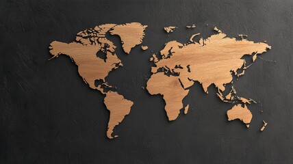 Wooden World Map on Black Textured Wall world map wood wooden black texture textured wall decor art